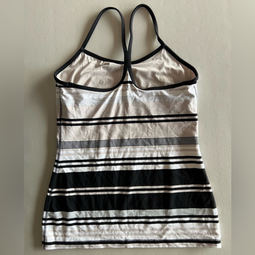 Lululemon Power Y Tank Luon Black White Tan Women's Tank Top Size 8 - Picture 5 of 7
